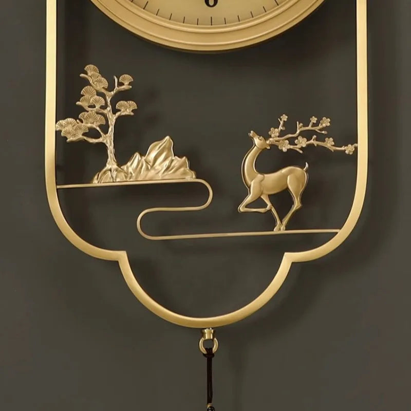 horloge murale or animale paysagiste classique chiffres arabes pendule salon étude chambre