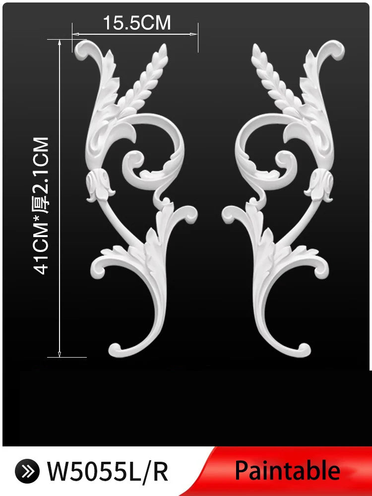 appliques decoratives sculptees floral classique blanc meubles deco mur opacite grande taille DIY