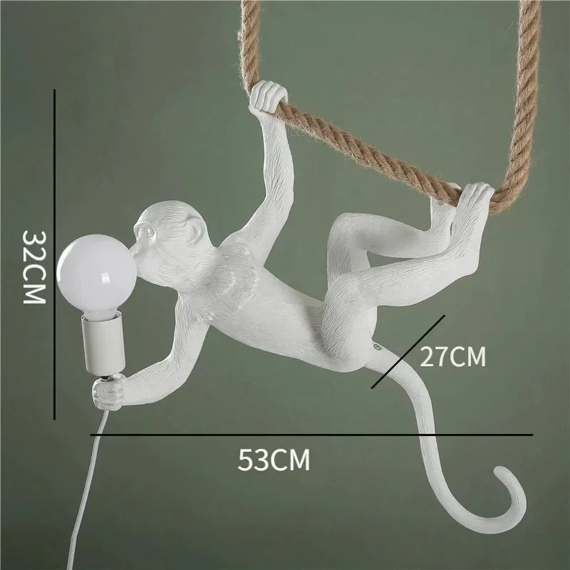 lampe suspendue moderne or orange blanc noir singe lézard brillant résine e27