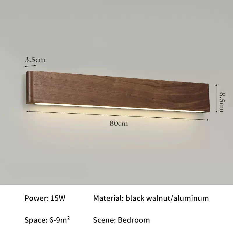 lampe murale moderne bois minimaliste marron foncé éclairage quotidien chambre salon entrée étude cuisine