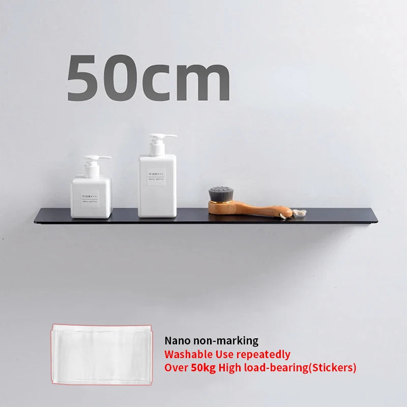 étagères murales modernes adhésives sans perçage blanc noir alliage aluminium rangement salle bain cuisine