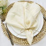 lot 12 serviettes coton table clips dorés couleur bleu clair
