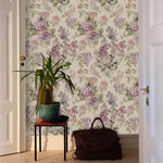papier peint fleurs violettes adhésif pvc relief intérieur salon chambre enfant cuisineOpaque papier peint