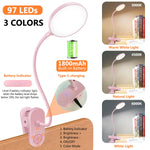 lampe table rechargeable rose pinces moderne couleurs ajustable batterie intégrée