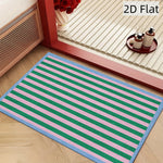 tapis rayé vert rose bleu clair moderne imperméable résistant anti bactéries polyester entrée maison