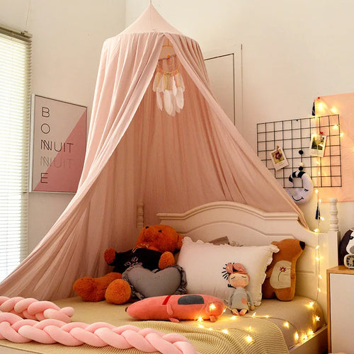 rideau lit enfant polyester bleu clair vert pastel rose pâle gris foncé uni moderne