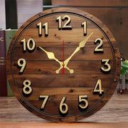 horloge murale bois rustique marron doré rouge ø25cm fixations