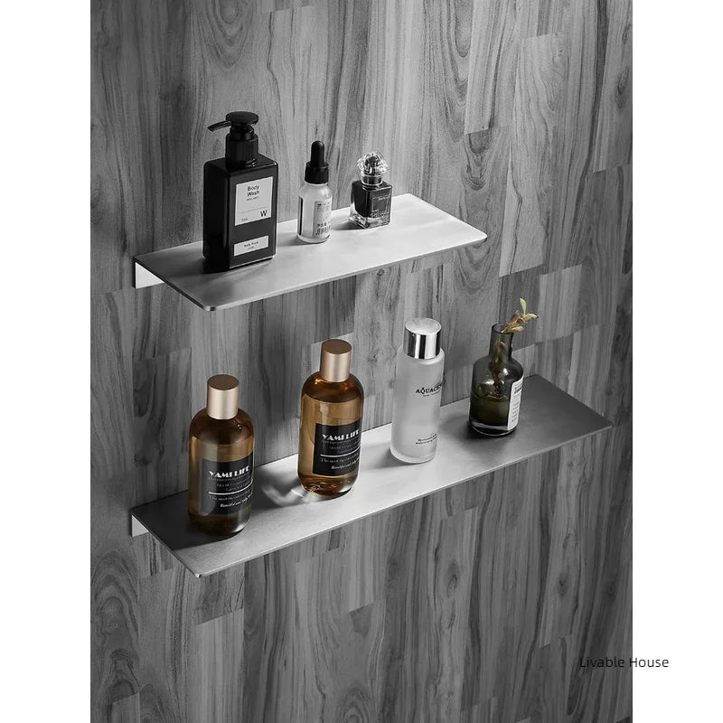 étagère murale acier inoxydable gris moderne étagère angle brillante cosmétiques