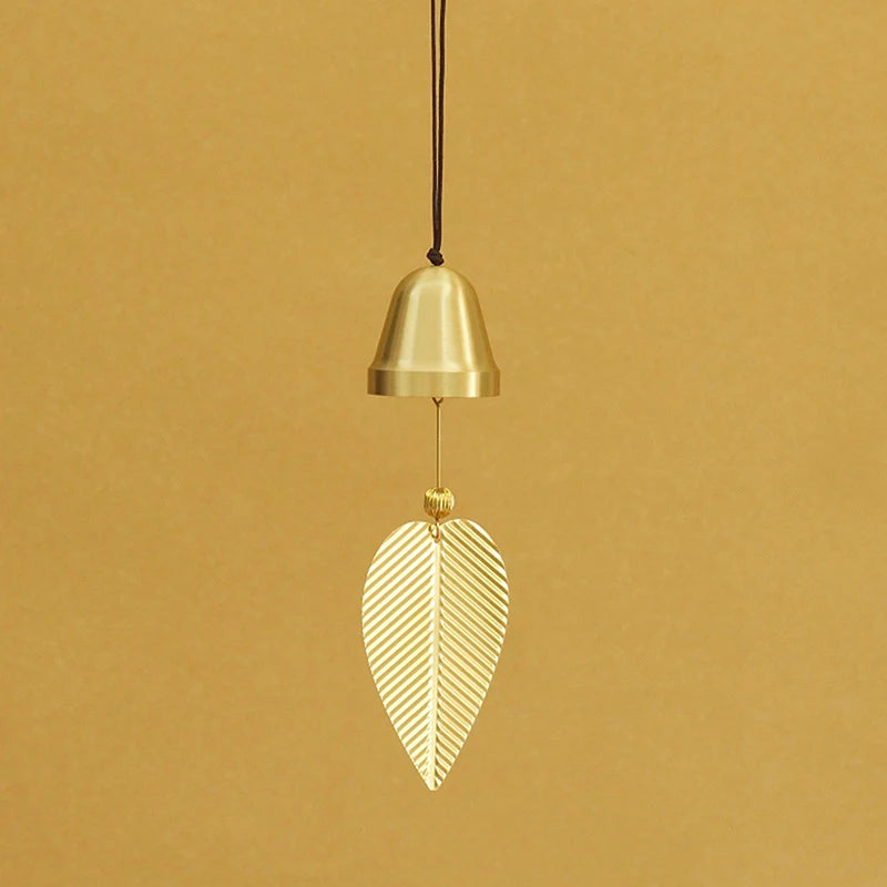 cloches jardin dorées feuilles gravées modernes extérieures suspendues cordelettes