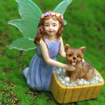 décoration extérieure résine fée chien baignoire fleurs herbe verte miniature jardin fantaisie