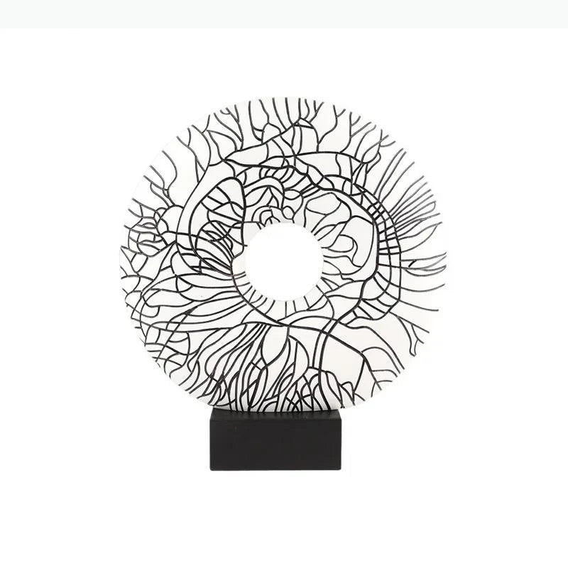 décoration moderne disques blancs lignes noires abstraites base carrée noir