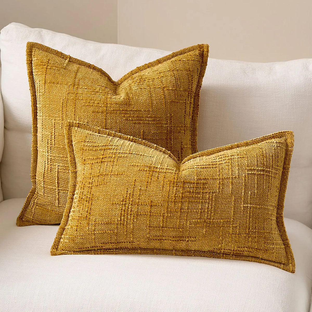 taies d'oreiller chenille gris beige motif solide contemporain non toxique dimension 45x45cm decoration maison