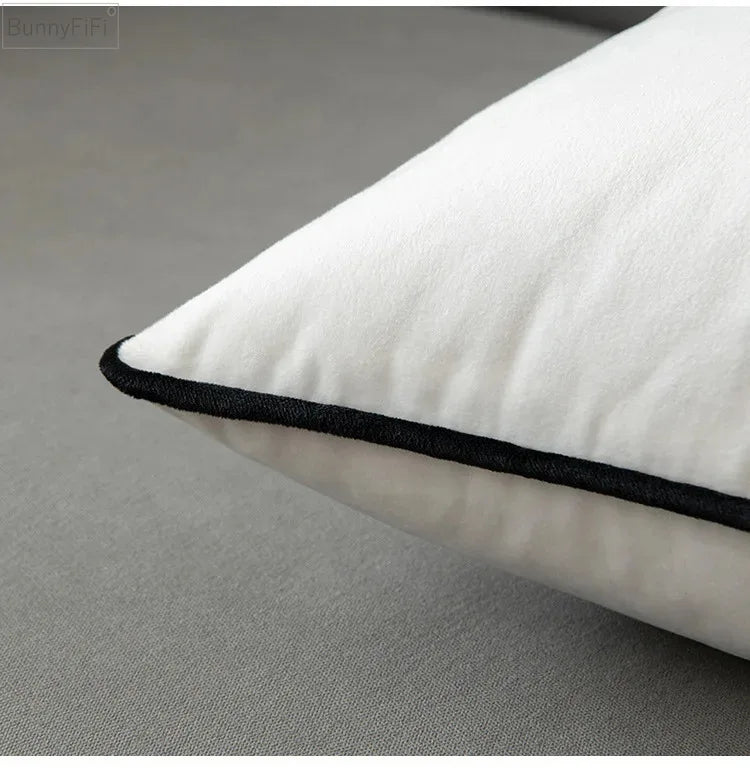 housse coussin velours noir blanc moderne élégant 30x50cm 45x45cm 50x50cm