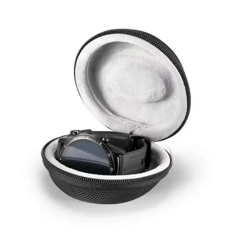 boîte rangement montres tissu mat doublure mousse fermeture glissière noir rouge moderne pratique