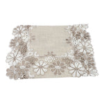 table runner lin floral rectangulaire 40x80cm décoration champêtre vintage motifs brodés texture fleursstylisées