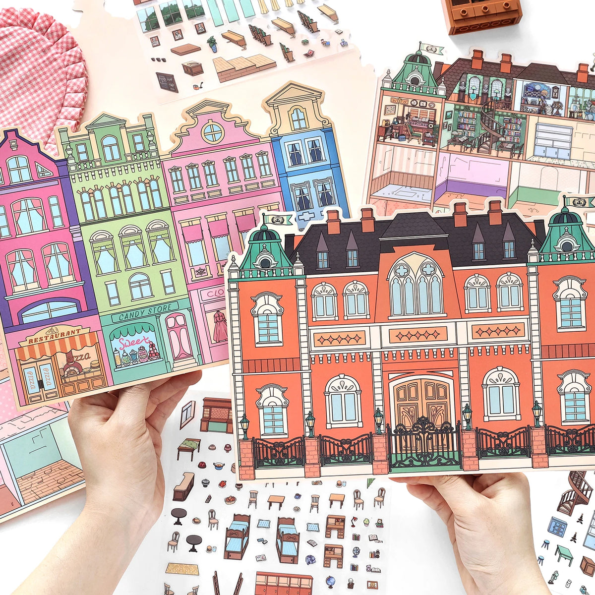 autocollants puzzle art déco multicolore adhésif détails intérieurs meubles personnages opaques grands scrapbooking diorama