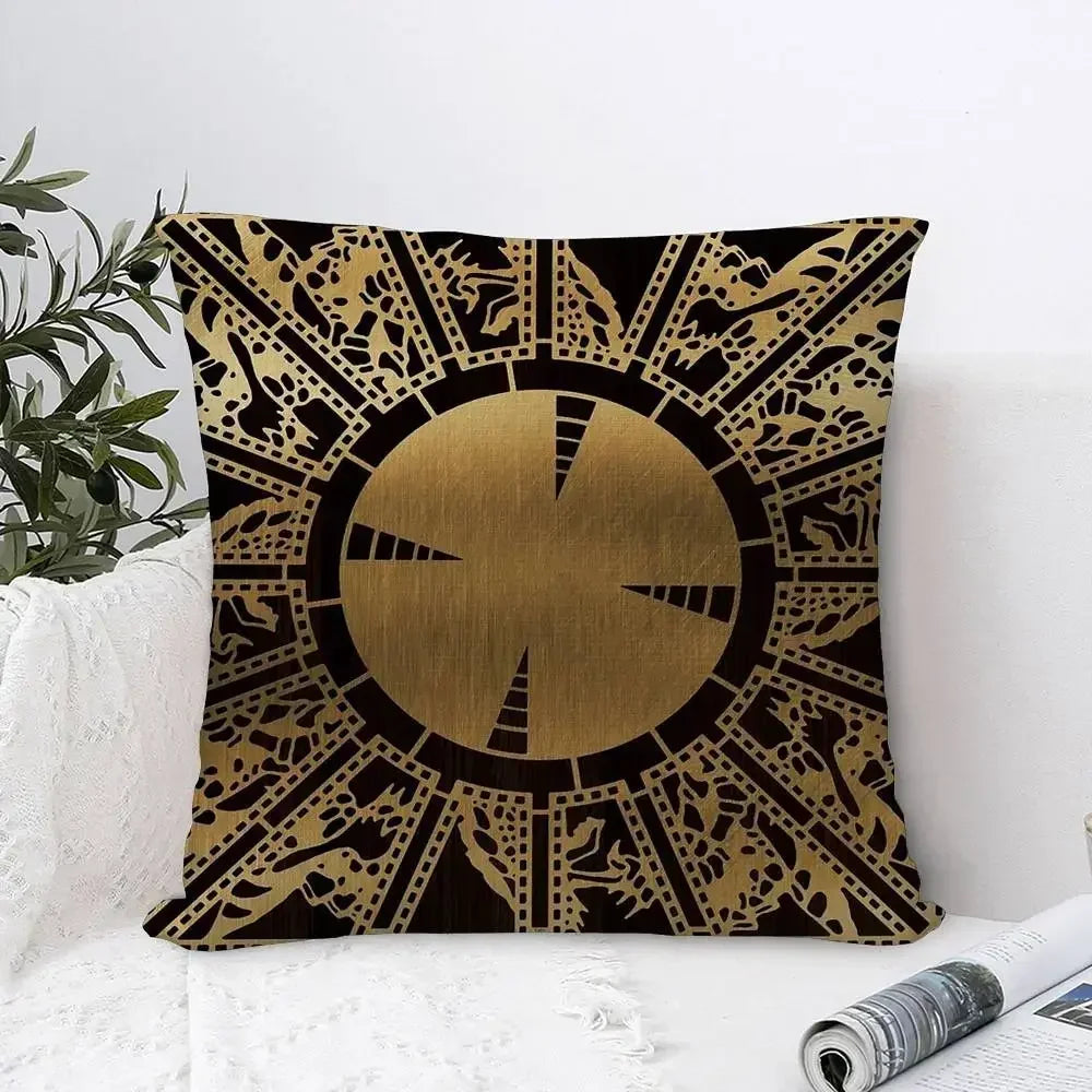 taie d'oreiller moderne motif géométrique noir doré double face courte peluche lit carré 45x45cm