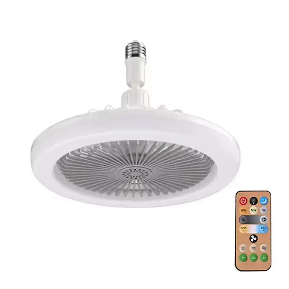 ventilateur led blanc moderne vitesses réglables lumière variable grille opaques lames abs