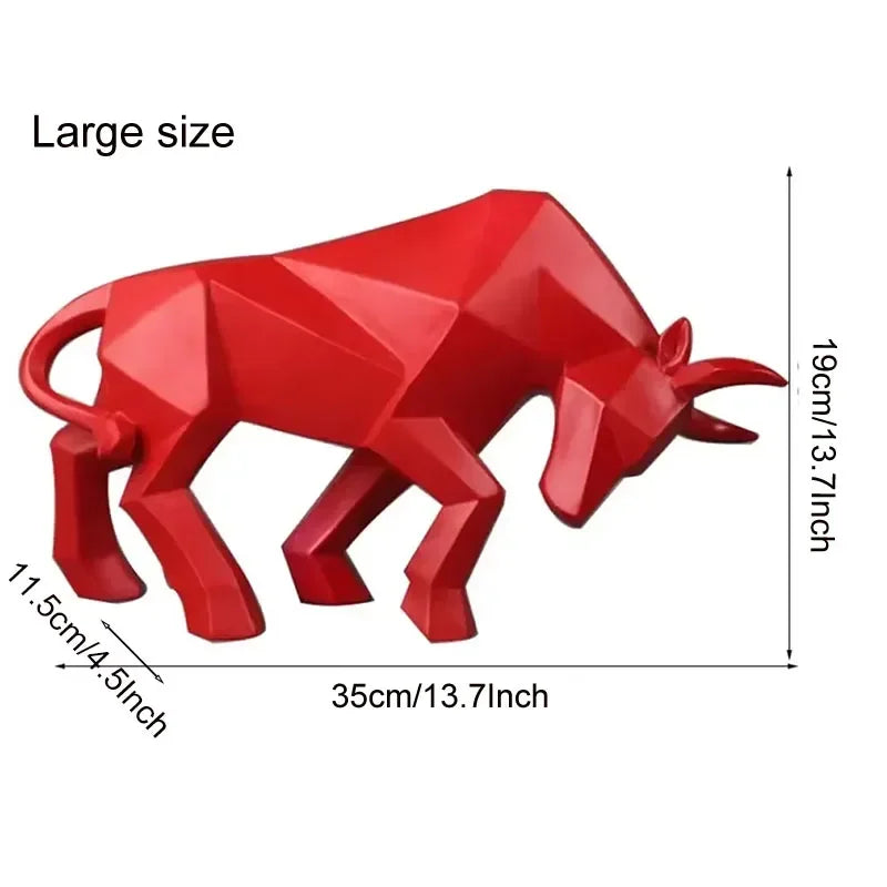 statue taureau résine noir rouge blanc contemporain minimaliste polygone géométrique adhesive decoration maison