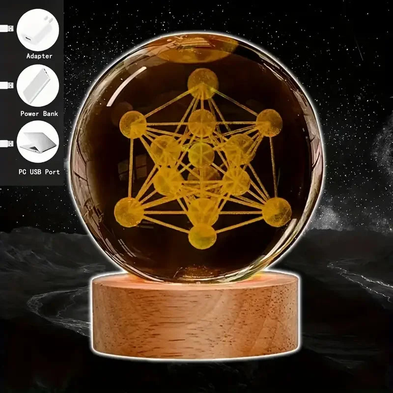 veilleuse verre transparent motif géométrique lumineux couleurs vives socle boisclair adaptateur secteur