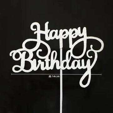 décoration gâteau happy birthday lettres stylisées couleurs unies moderne élegants pique enfant fête anniversaire