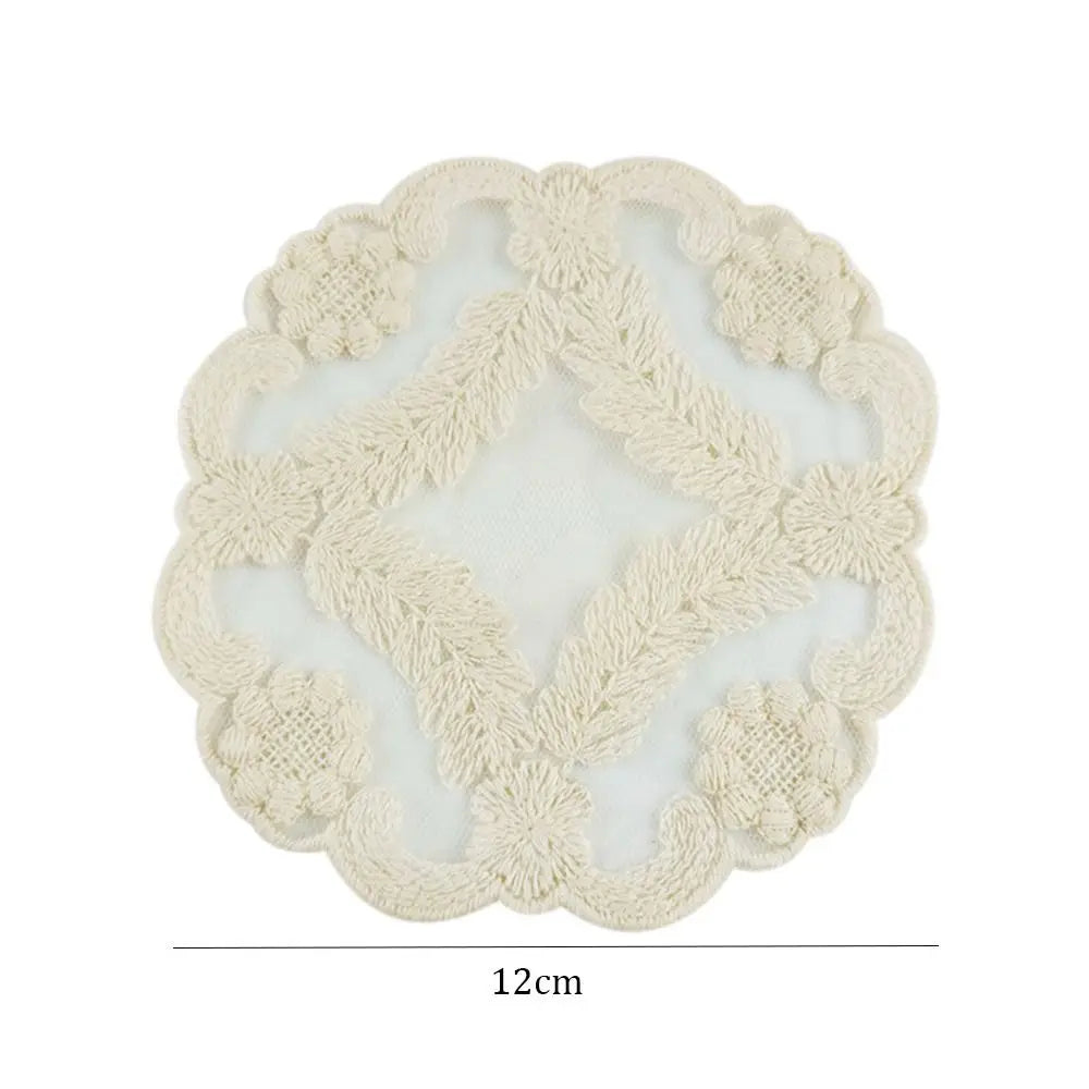 serviette table blanc dentelle classique anti brûlure tissu rond poli maison fêtes mariage