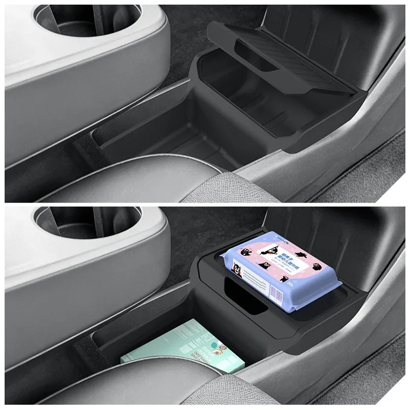 organisateur console centrale auto noir tpe waterproof rangement tesla model standard minimaliste