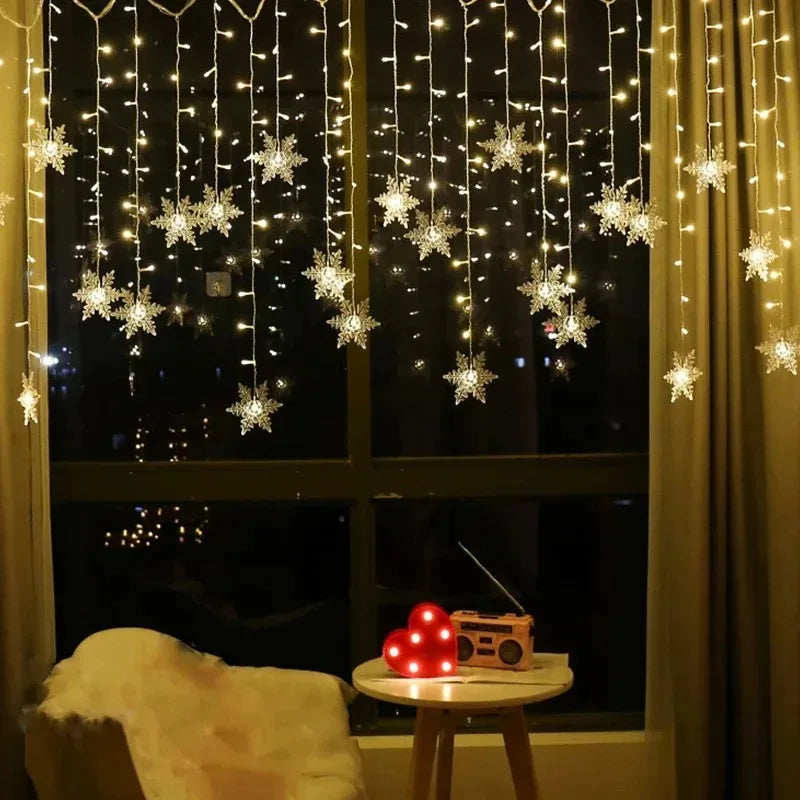 guirlande lumineuse flocons neige blanc multicolore clignotante noël moderne étanche festive mariage