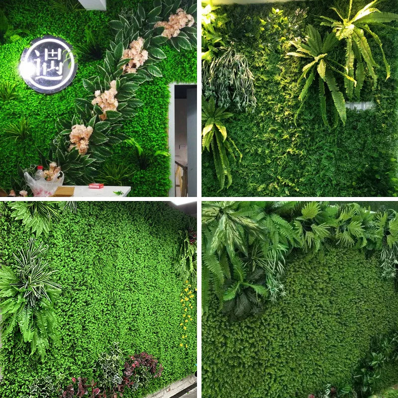 panneau mural décoration herbe artificielle feuilles modernes naturel extérieur accrochable vert