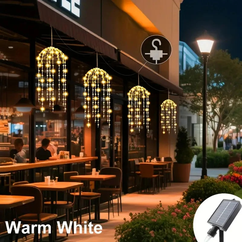guirlande lumineuse solaire cascade blanc chaud moderne ip65 modes contemporain