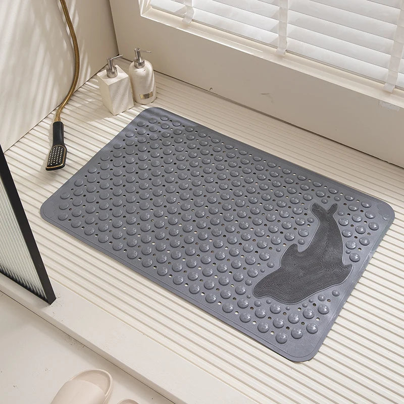 tapis bain antidérapant pvc motifs coquillages animaux gris moderne salle bain
