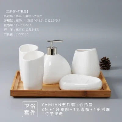 ensemble salle bain blanc moderne distributeur savon porte savon deux tasses dents deux brosses