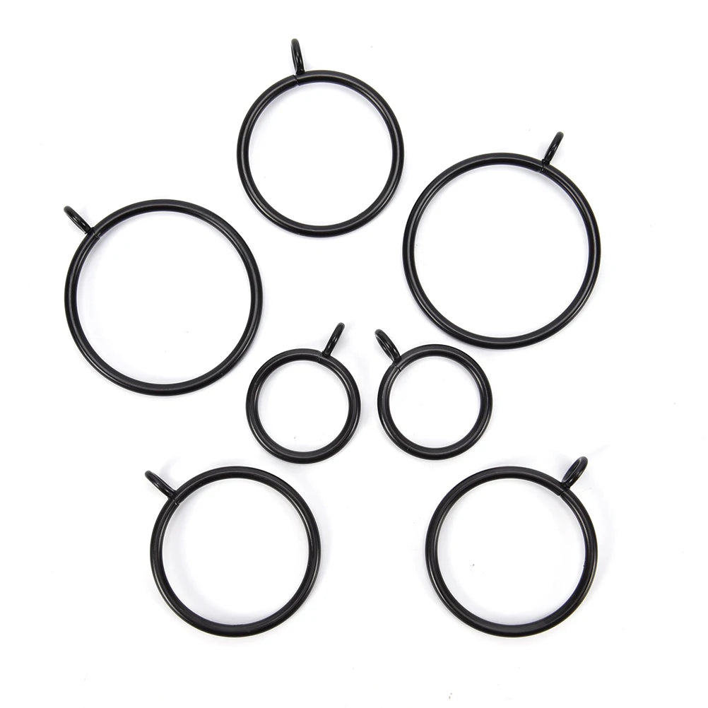 anneaux rideau noirs ronds lisses minimaliste 25mm 28mm 38mm 45mm 55mm