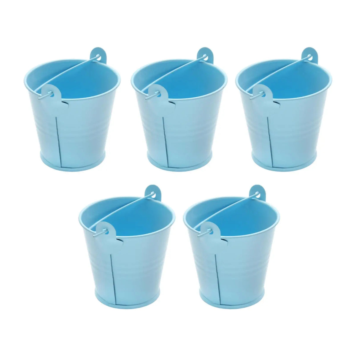 petits seaux métal galvanisé blanc rose bleu rouge violet vert orange jaune anneaux métalliques