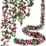 guirlande fleurs artificielles roses blanches vertes decoration maison mariageintérieur