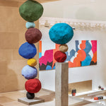 boules décoratives métal bleu vert rouge moderne tringle fixations intérieur anniversaire