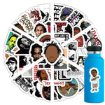 stickers adhésifs pop art graphiques portraits citations logos noir blanc gris rouge vert bleu