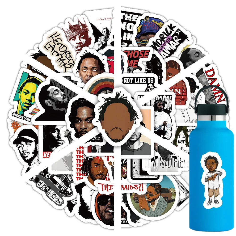 stickers adhésifs pop art graphiques portraits citations logos noir blanc gris rouge vert bleu