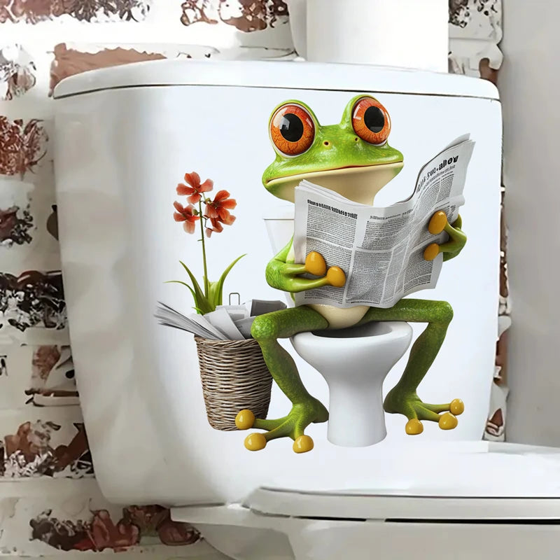 autocollant mural grenouille dessin animé adhésif salle bain décoration maison facile coller enlever vert