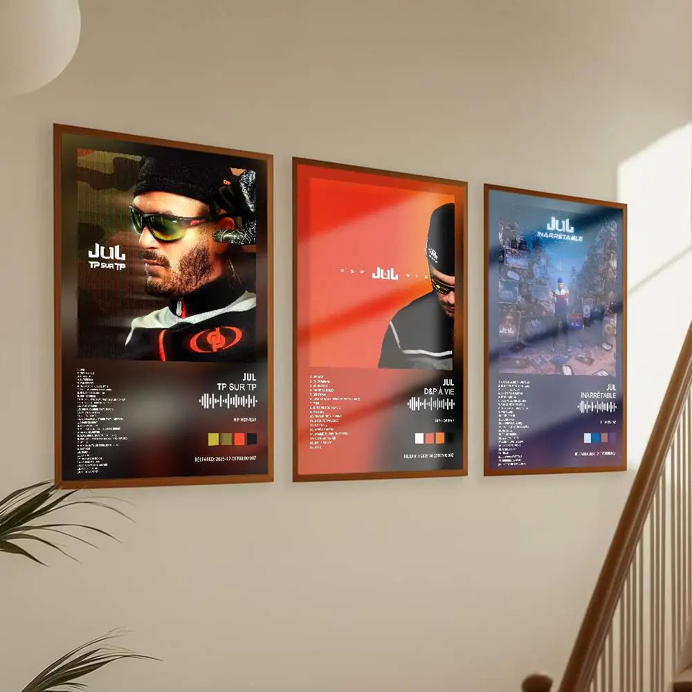 affiche moderne JUL TP SUB TP cadre bois chambre salon photo rap musicien