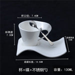 tasse blanc porcelaine moderne respectueux environnement 130ml 200ml 300ml 90ml cuillère dorée gâteau