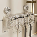porte brosses dents gobelets transparent moderne texturé fixation suction salle bain