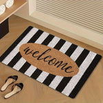 tapis d'entrée moderne rayé noir blanc rose antidérapant polyester