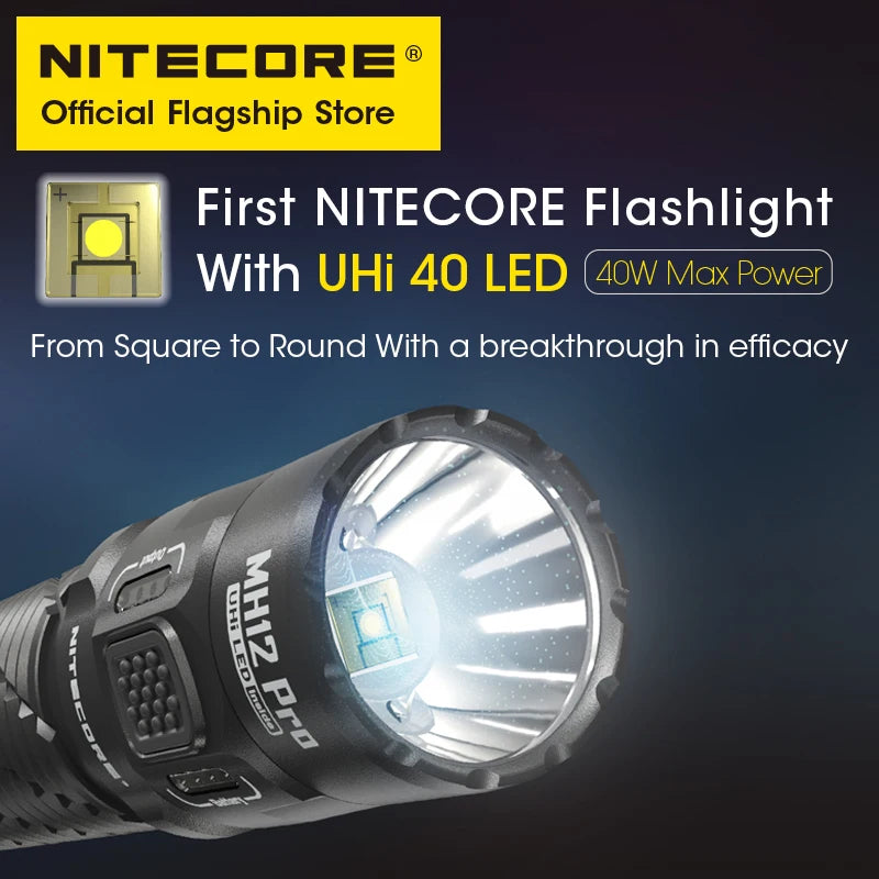 lampe torche noire rechargeable 3300 lumens ip68 anti dérapante compacte