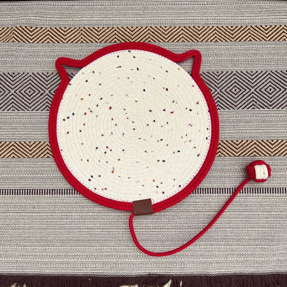 tapis chats blanc rouge rose jaune violet tissé points noirs moderne oreilles chat anneau