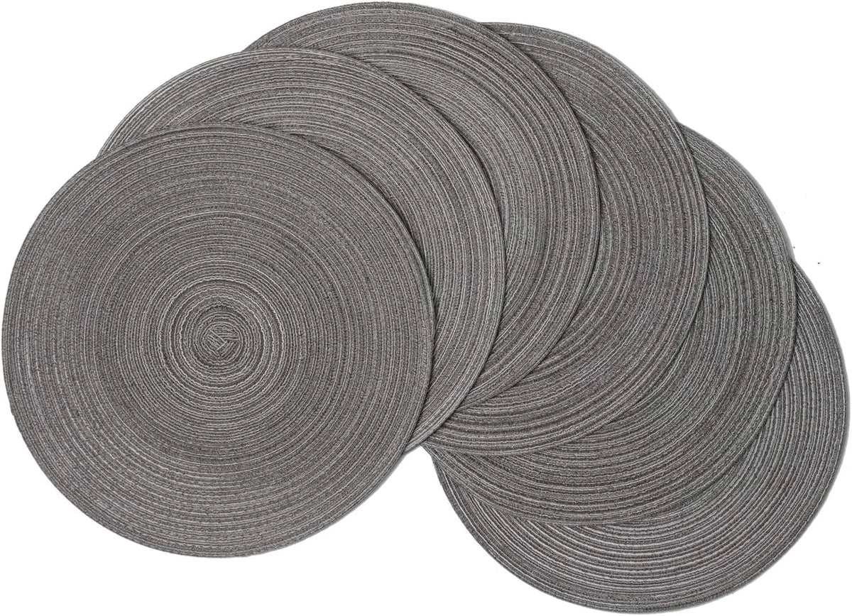 placemat rond rayures concentriques beige clair moderne respectueux environnement tissu polyester coton set table