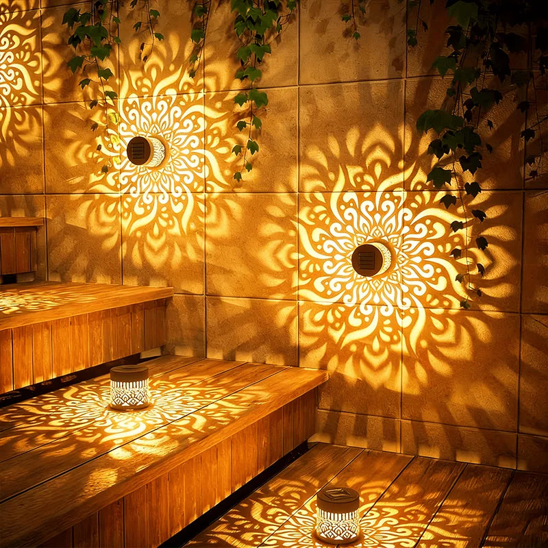 lampe solaire décorative moderne noire dorée floral ajouré ip44 autonome contemporaine