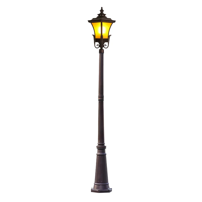 lampe rue marron foncé classique ornements détails sculptés base solide extérieure ip65 led aluminium