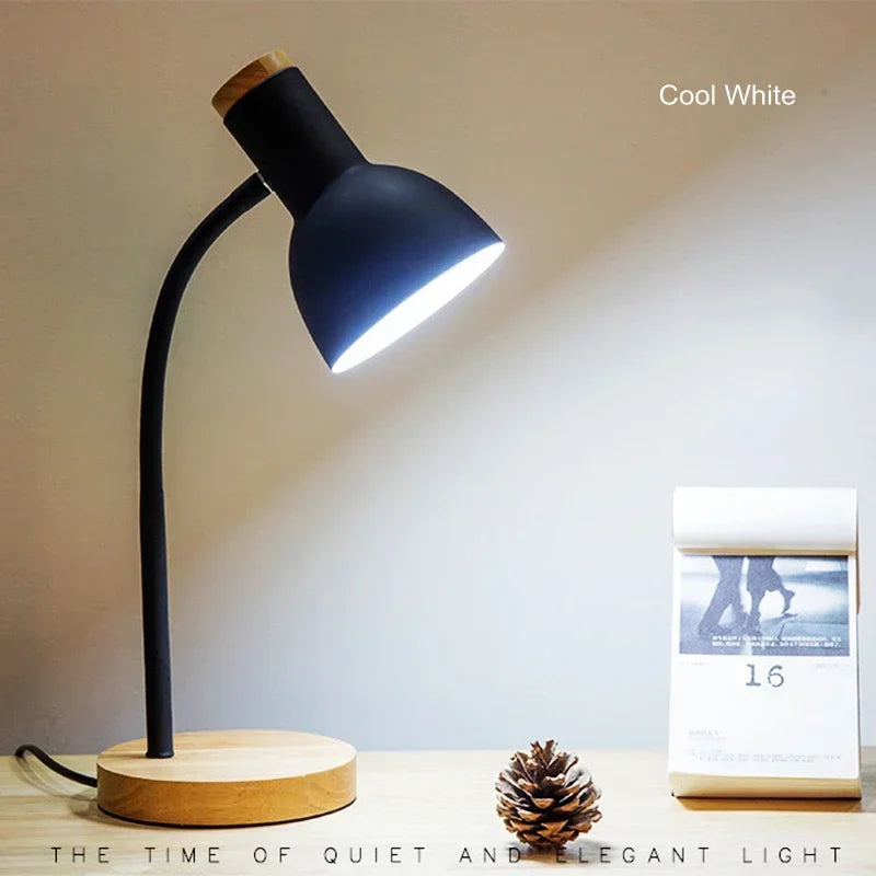 lampe table bois fer pliable nordique moderne lecture salon chambre
