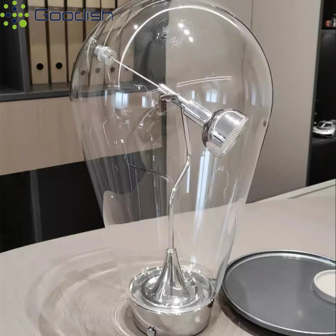 lampe table transparente moderne base métallique interrupteur tactile 6w led 90v